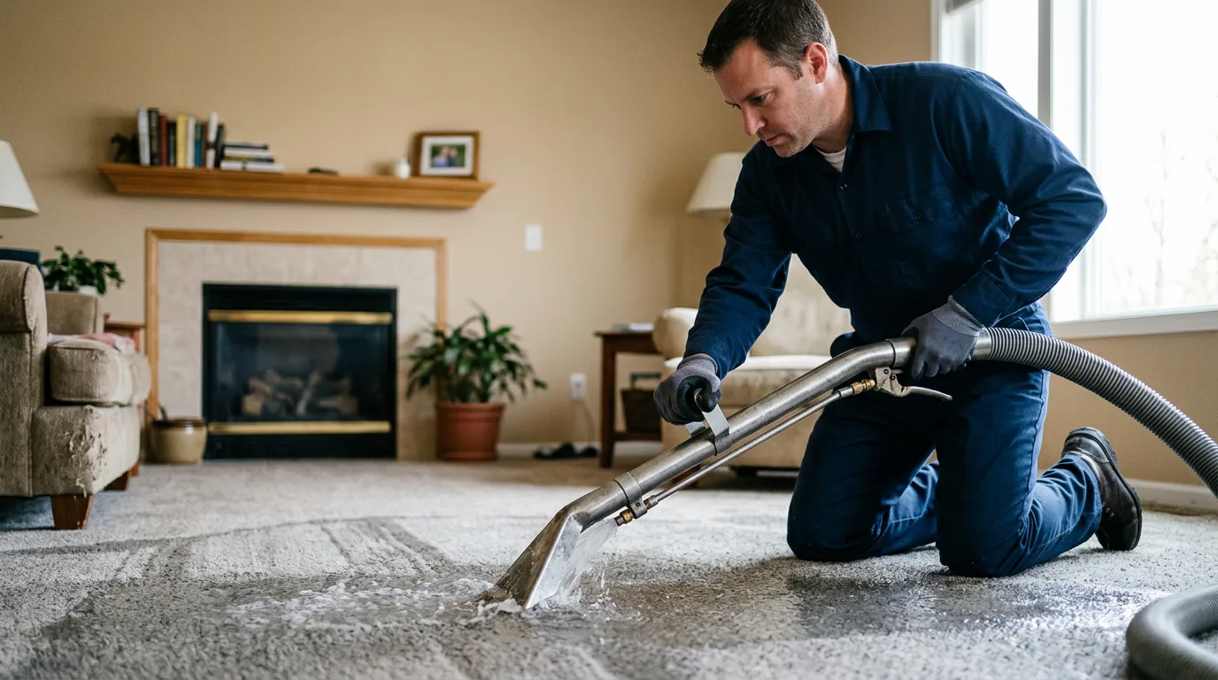Water damage restoration technician working near Minster, OH